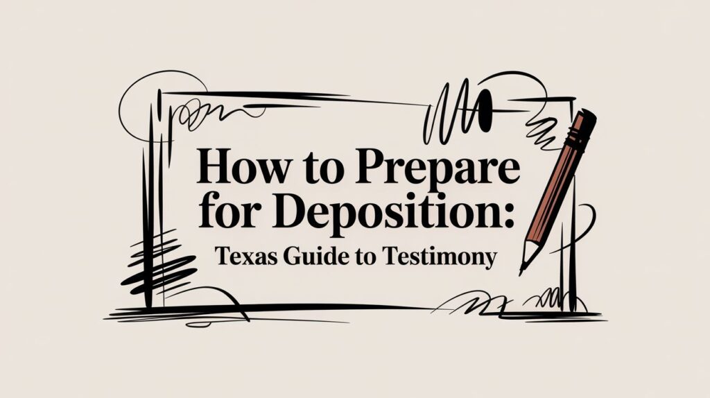 How to Prepare for Deposition: Texas Guide to Testimony, illustrated with decorative elements and a pencil, relevant to legal guidance for families in Humble, Texas.